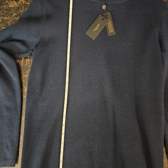 Rag & Bone Navy Bennet Crew Sweater, Size S, NWT Waffle Pointelle Wool/Cotton - Picture 9 of 10